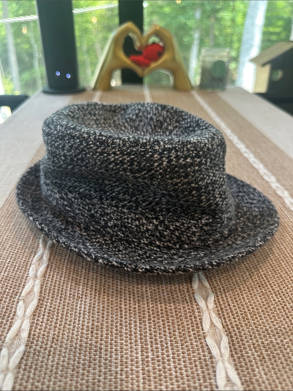 Textured Black & White Tweed Children’s Fedora